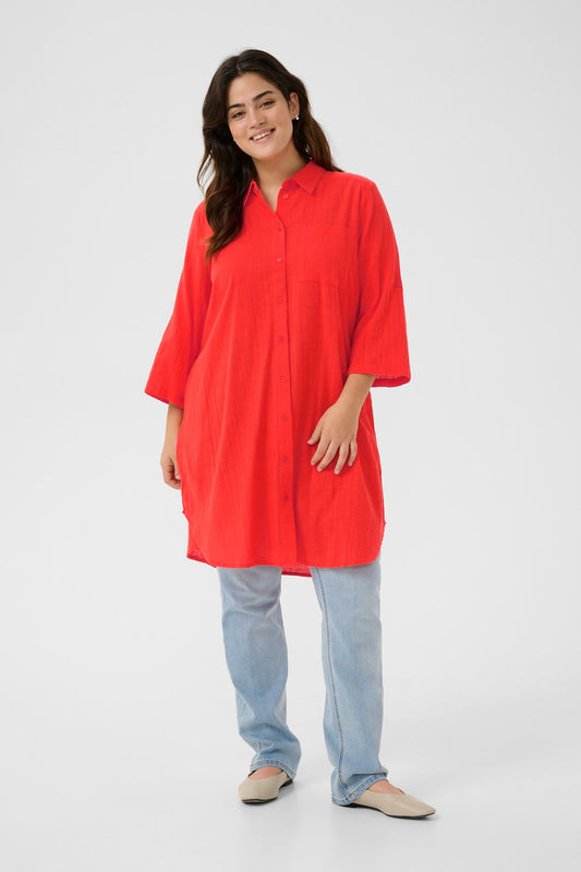 Kaffe Curve tuniek oranje rood model Kcpaula shirt tunica grenadine