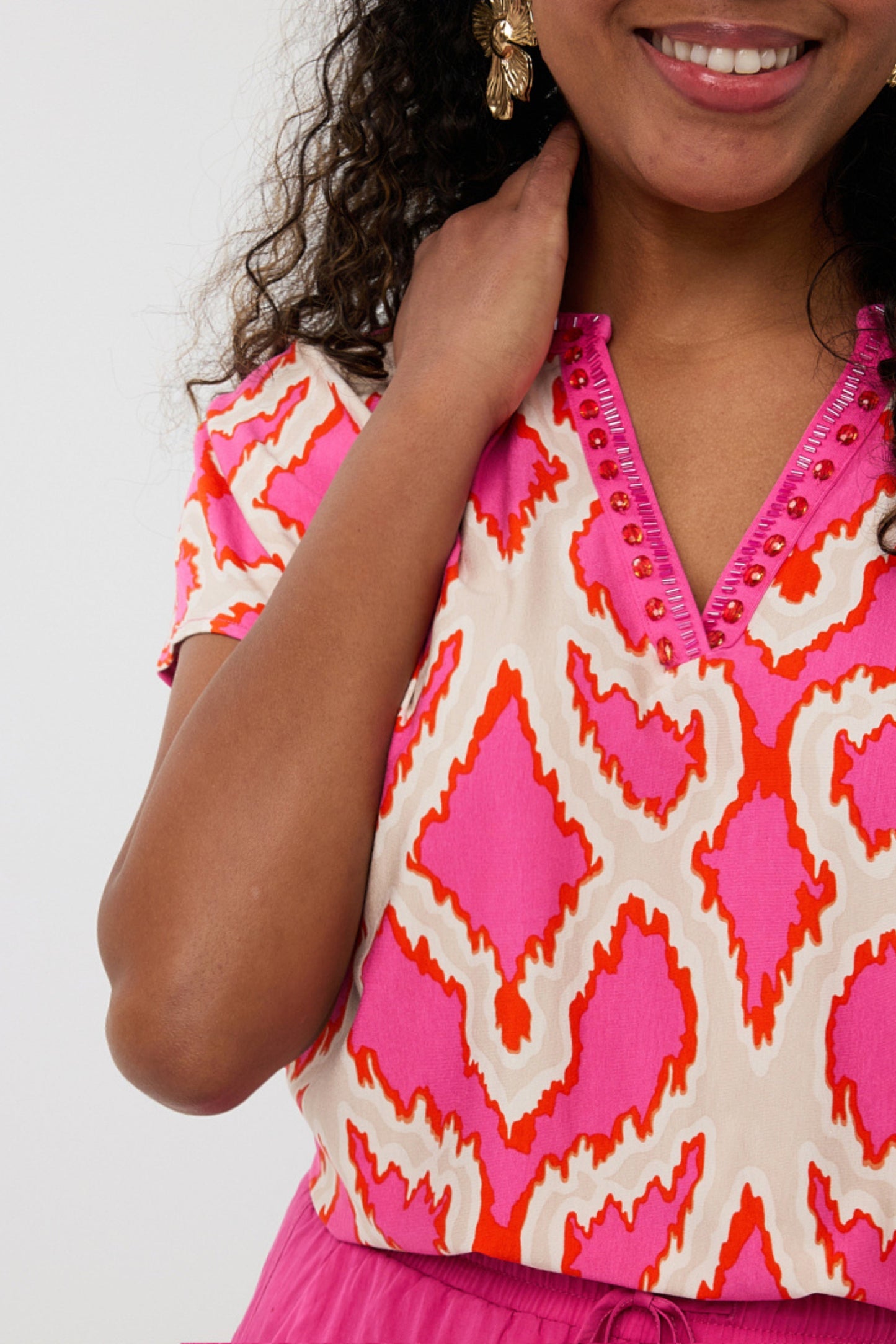 Esqualo Top Beads Disco Spark Print HS25.30200