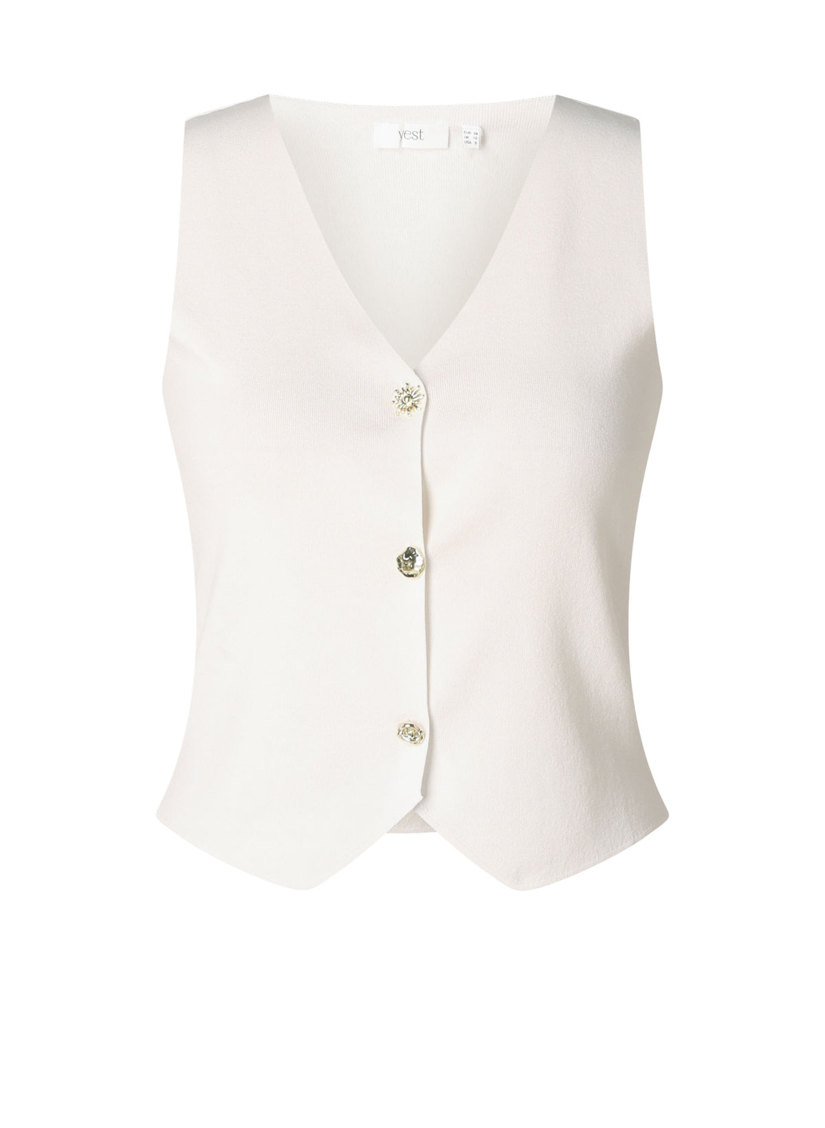 Yest top wit met goudkleurige knopen model Tiara Essential gilet Off White