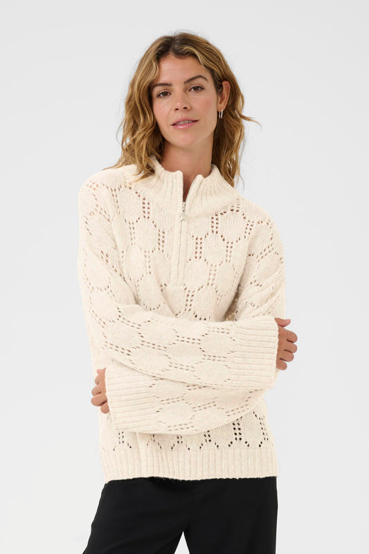 Cream trui beige model CRzilla pullover oat melange