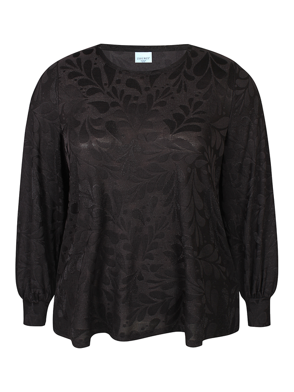 Zhenzi zwart shirt structuur print en subtiele glitter model Maida 1585