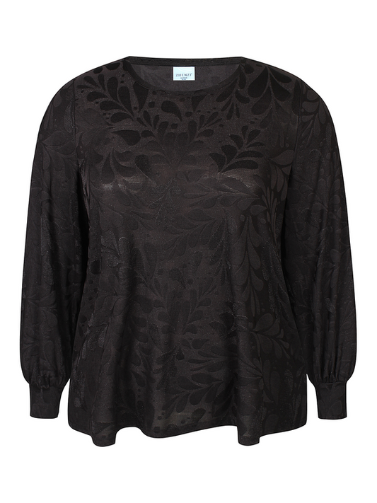 Zhenzi zwart shirt structuur print en subtiele glitter model Maida 1585