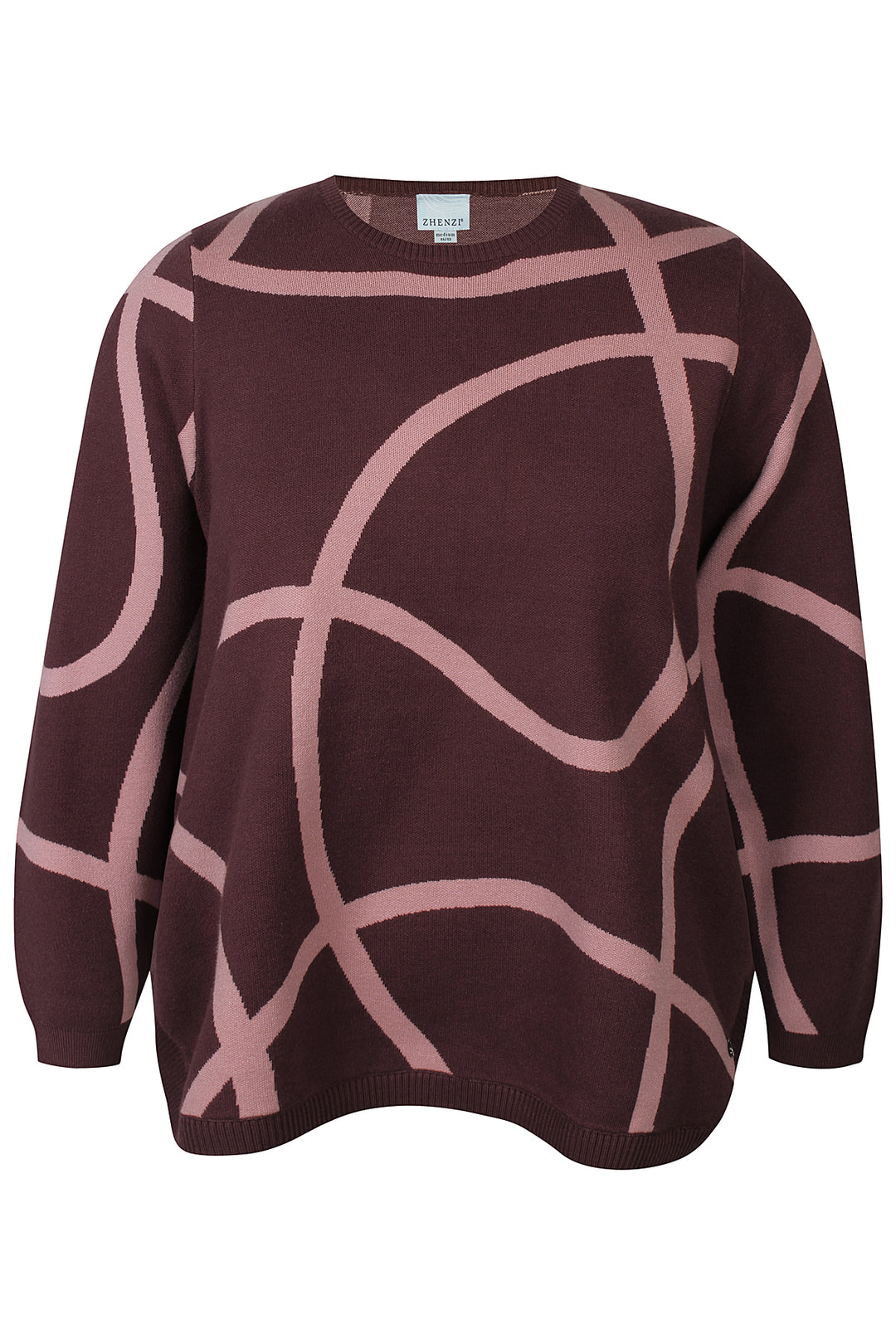 Zhenzi rood roze print trui model Leisa 1501 Pullover Red