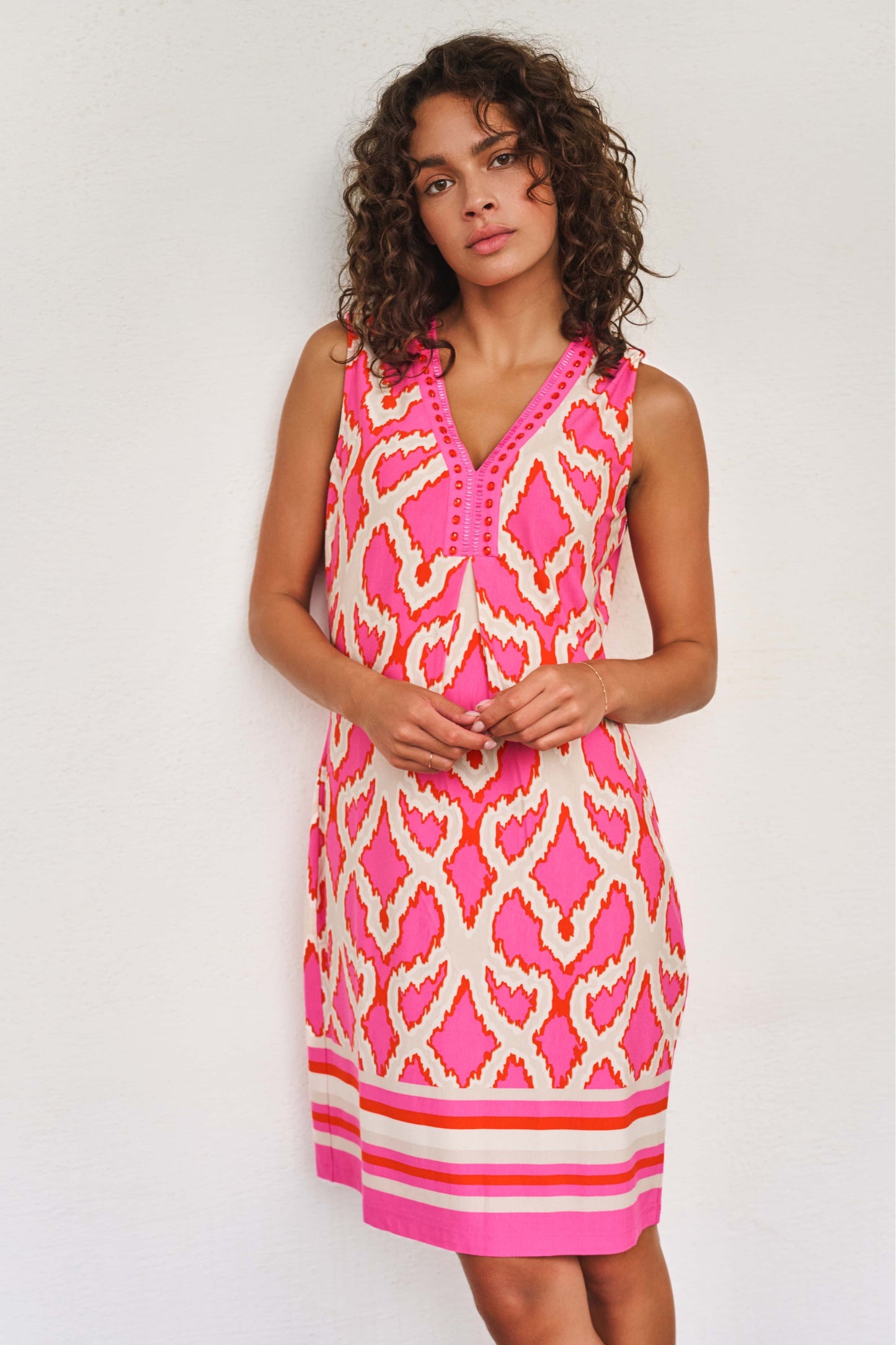 Esqualo jurk roze model Beads Disco Spark Print HS25.30201