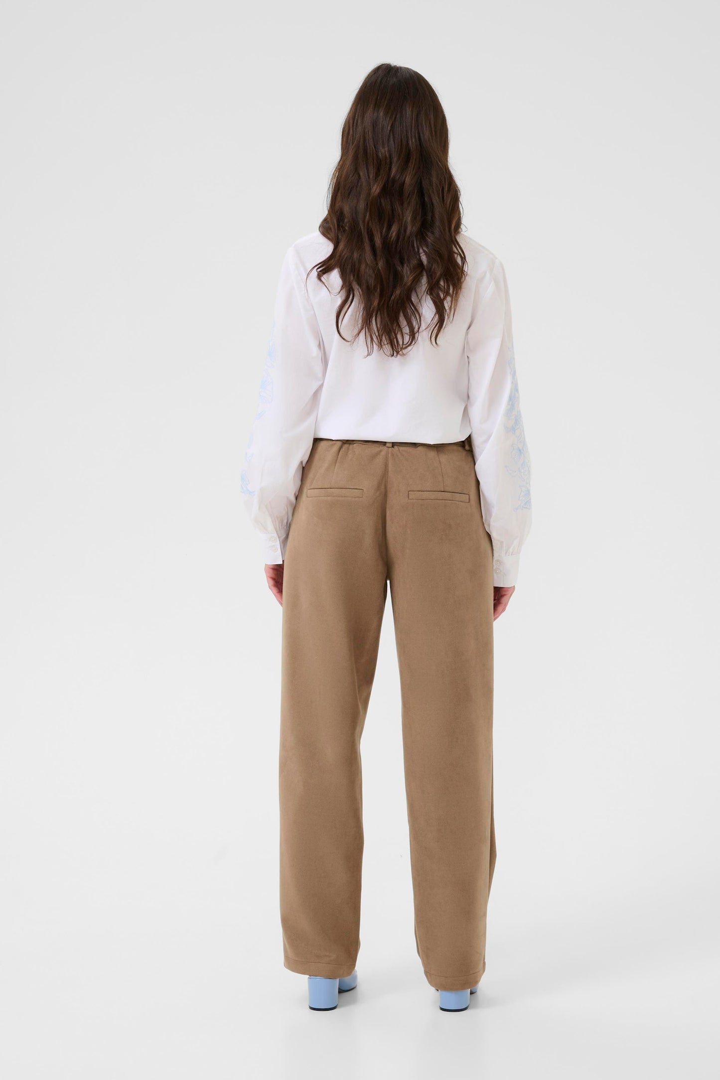 Cream suède look broek camel model CRcals trousers