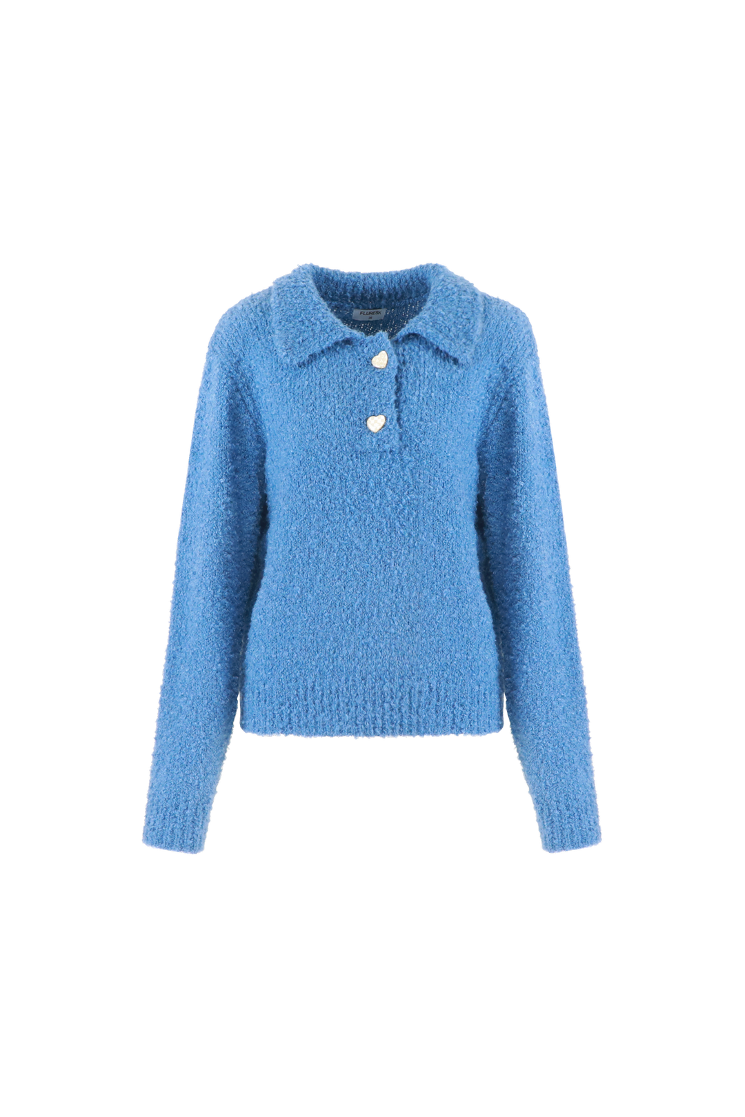 Fluresk trui polo boucle blauw model Zorins knit sweater crisp blue