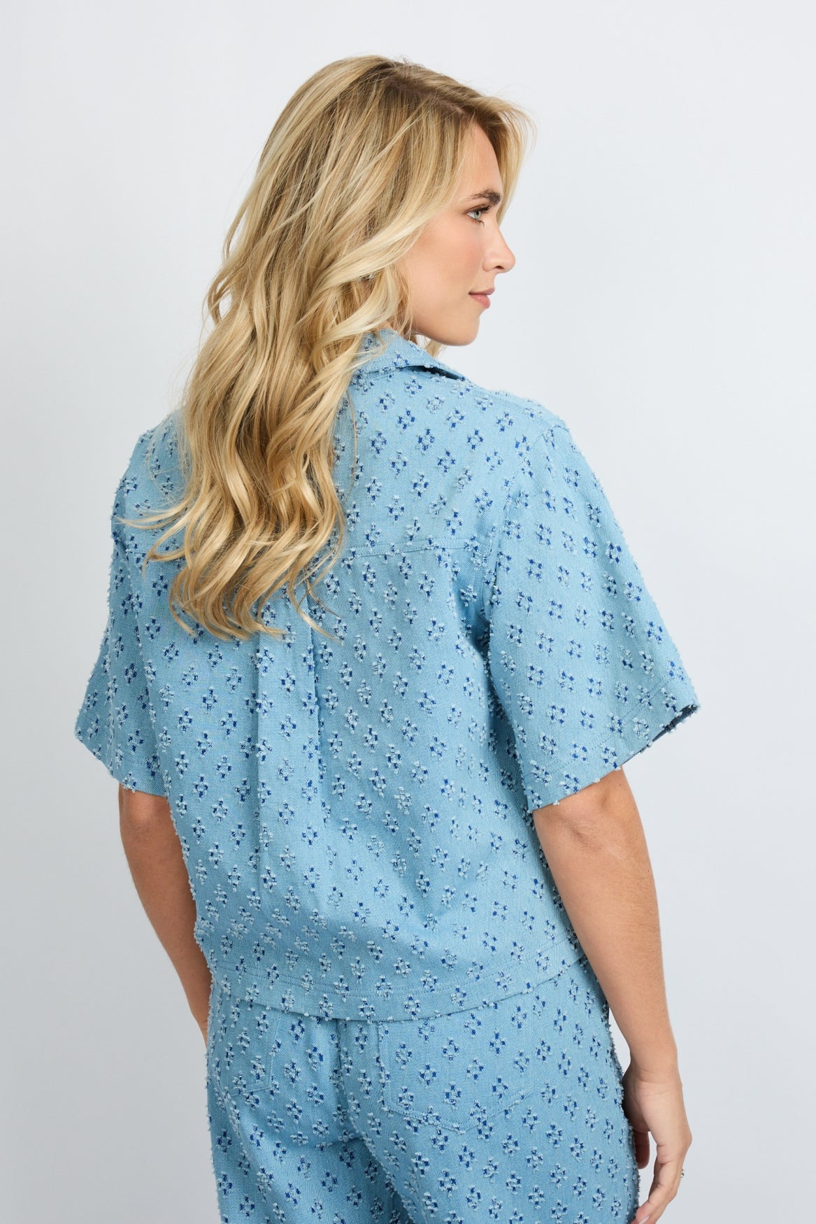 Fluresk blouse denim look model Sana top mid blue 