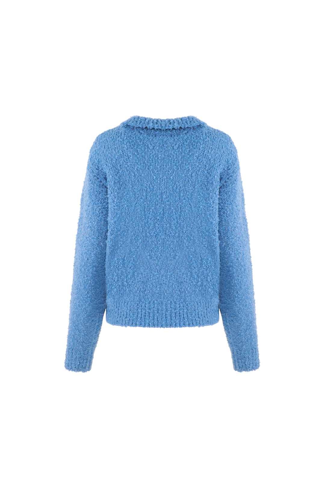 Fluresk trui polo boucle blauw model Zorina knit sweater crisp blue