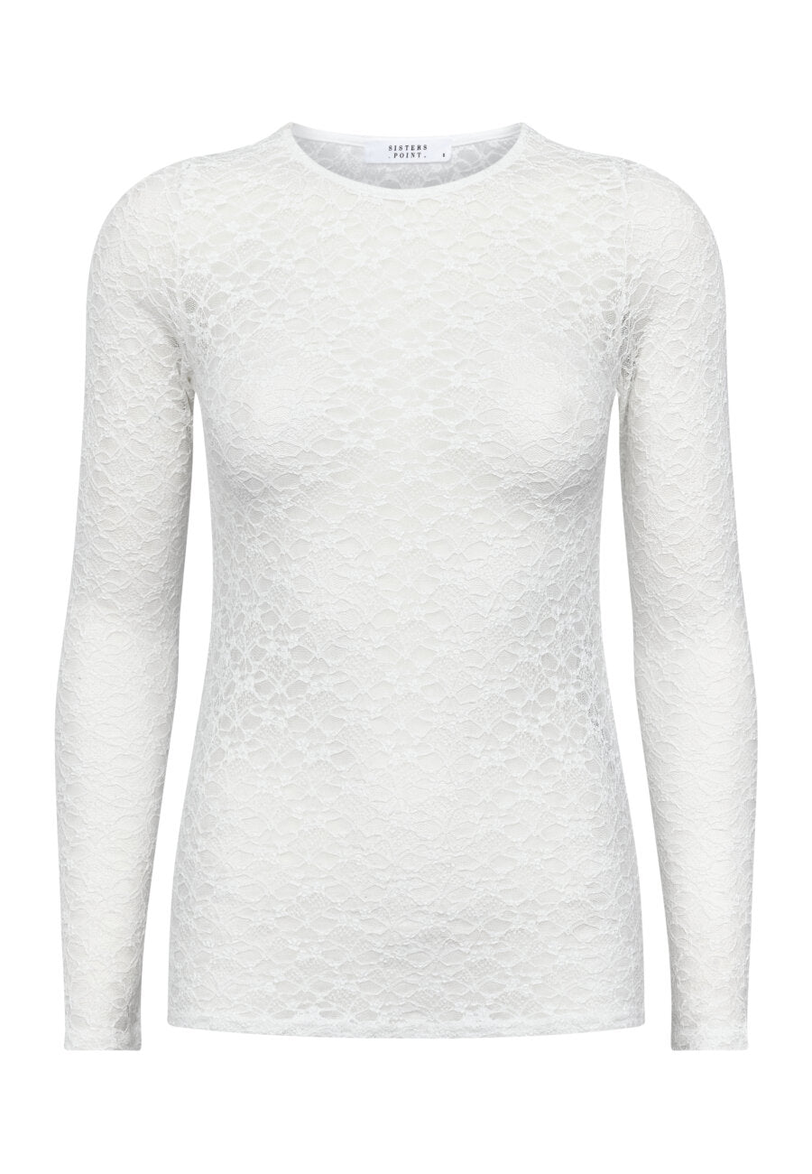 Sisters Point offwhite lace longsleeve model Gimas top cream 