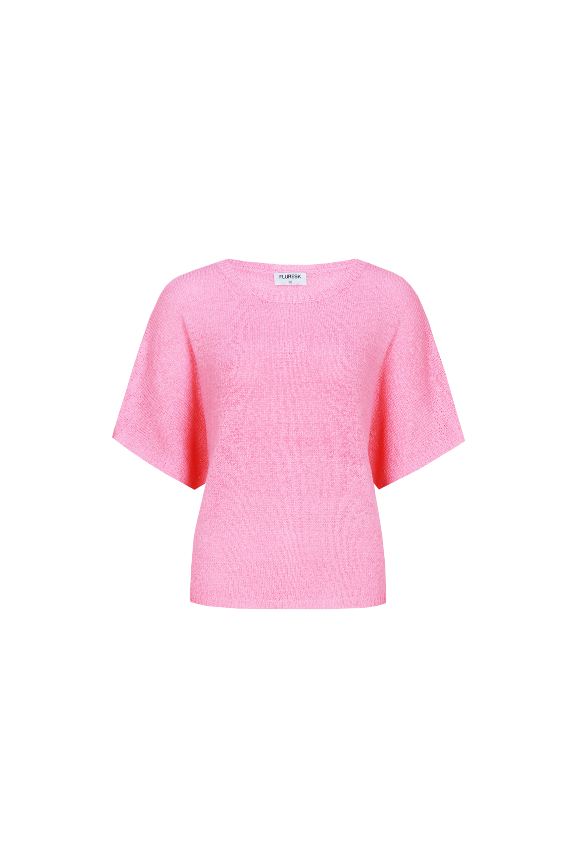 Fluresk roze shirt gebreid model Niala knitting top lip gloss