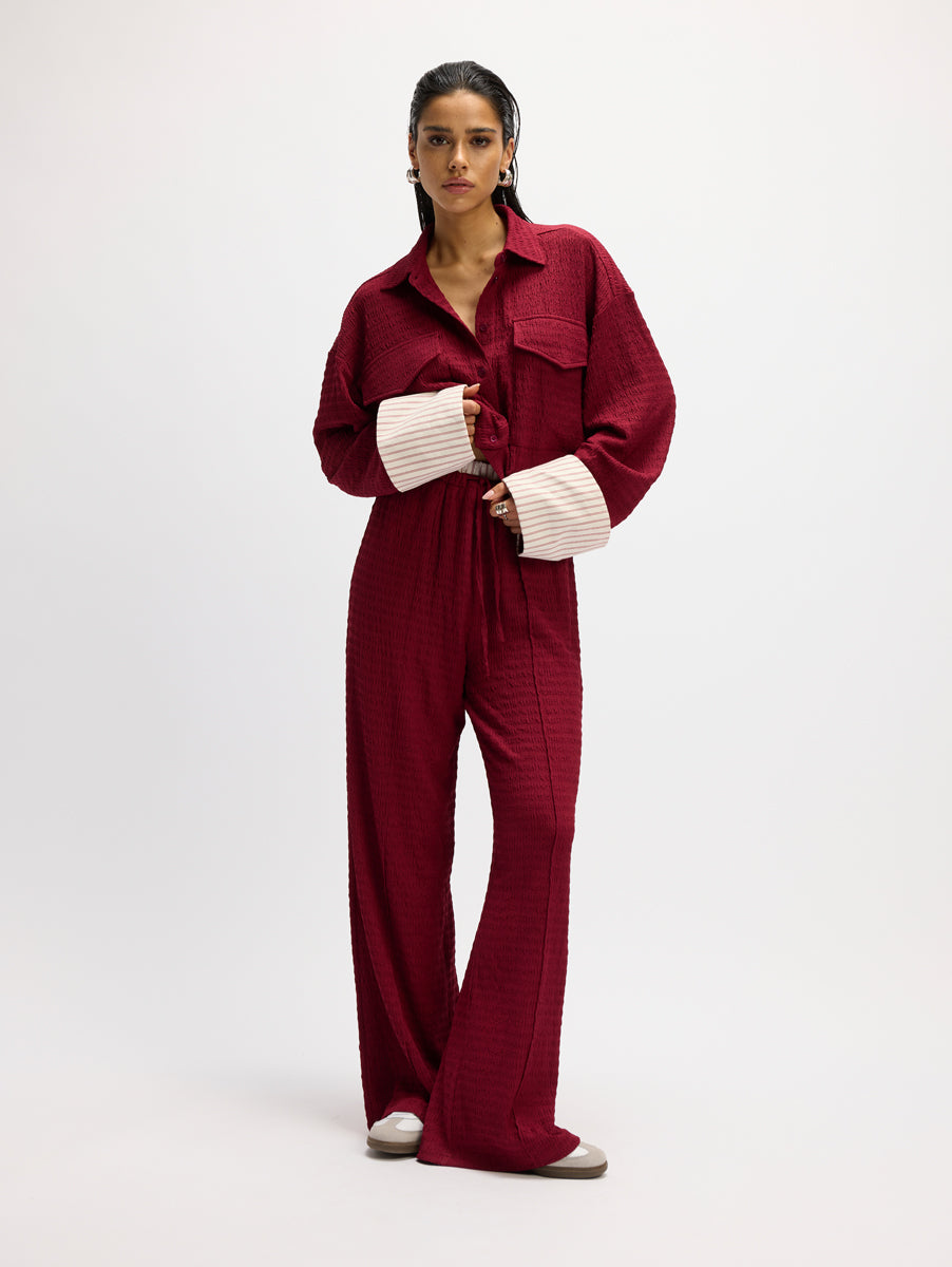 Refined Department rode broek met structuur