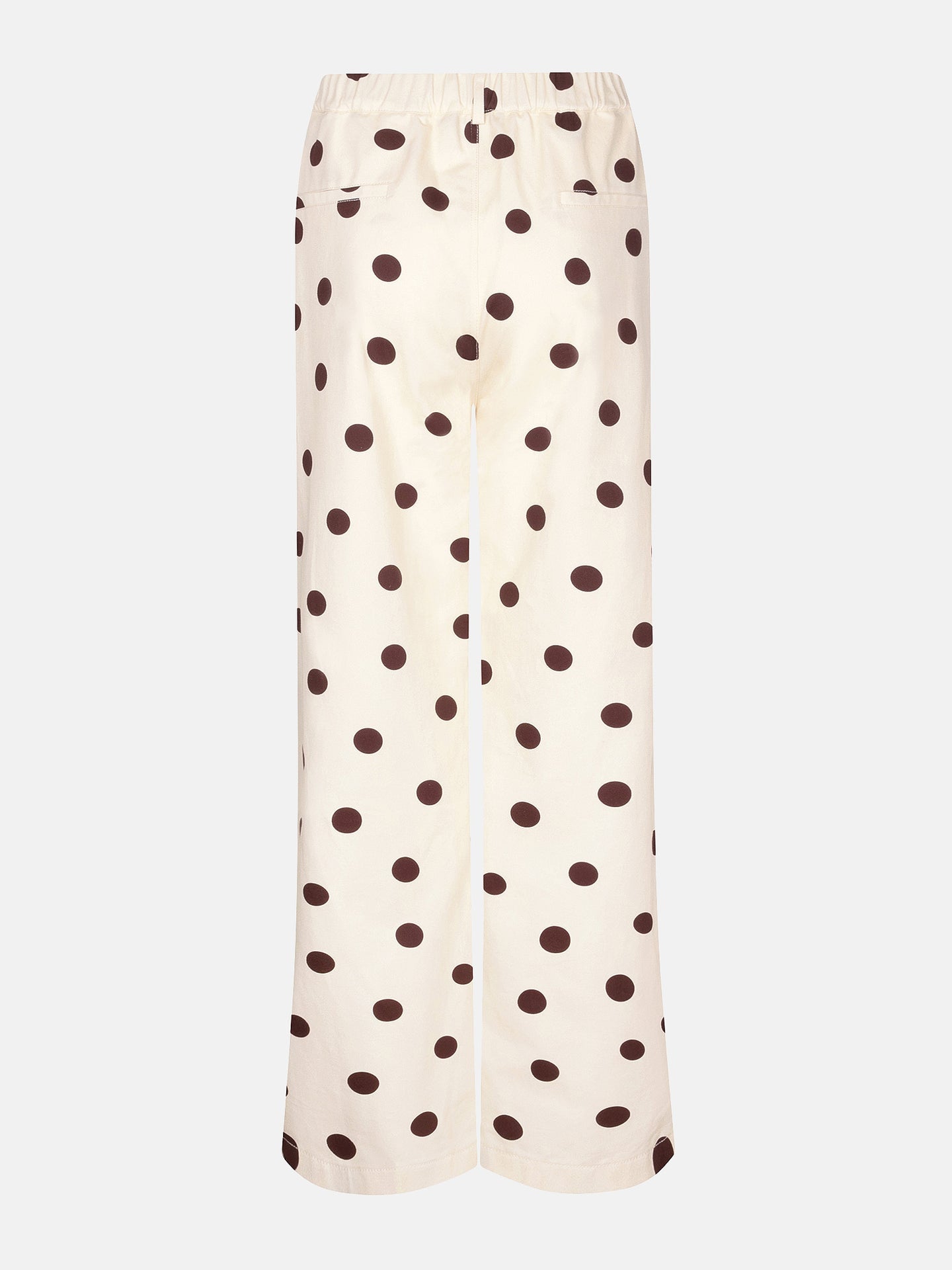 Ydence polka dot broek crème met bruine stippen model Pants Djamilla Ecru