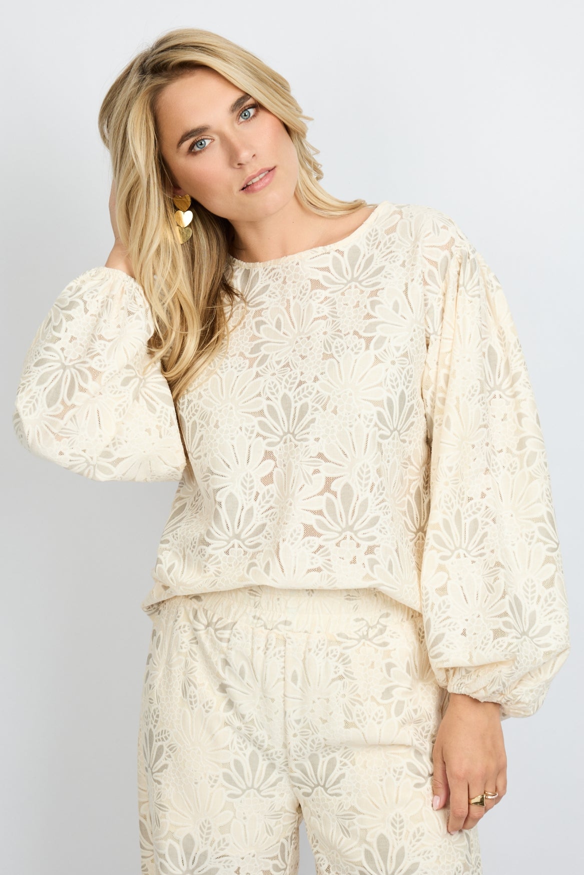 Fluresk creme kanten blouse model Jasmin top offwhite