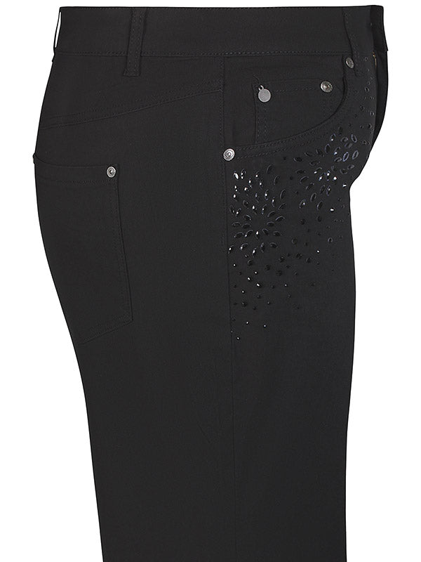 Zhenzi broek zwart recht model met strass Salsa 201138