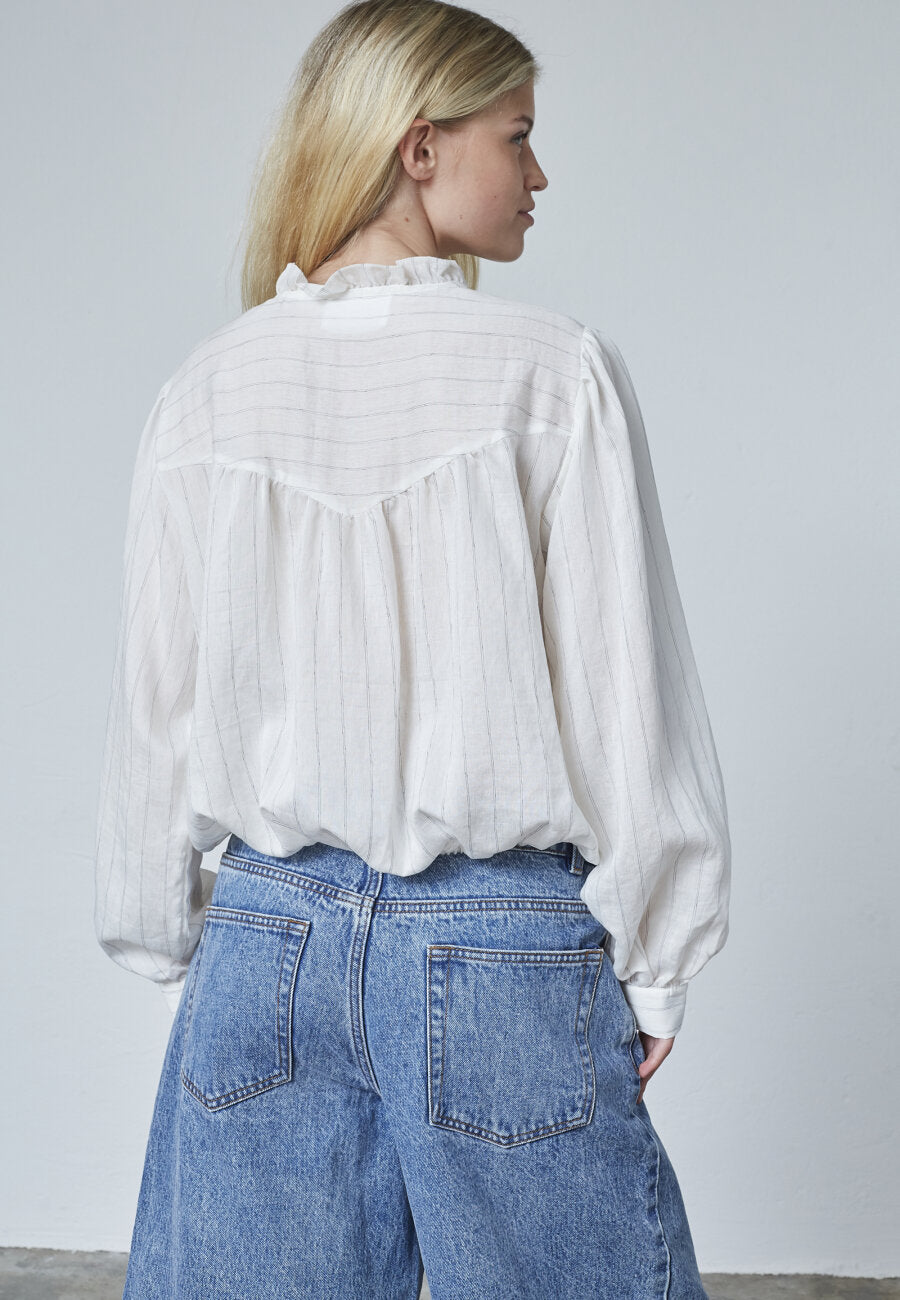 Sisters Point blouse offwhite met strepen model Egga sh bamboo stripe 