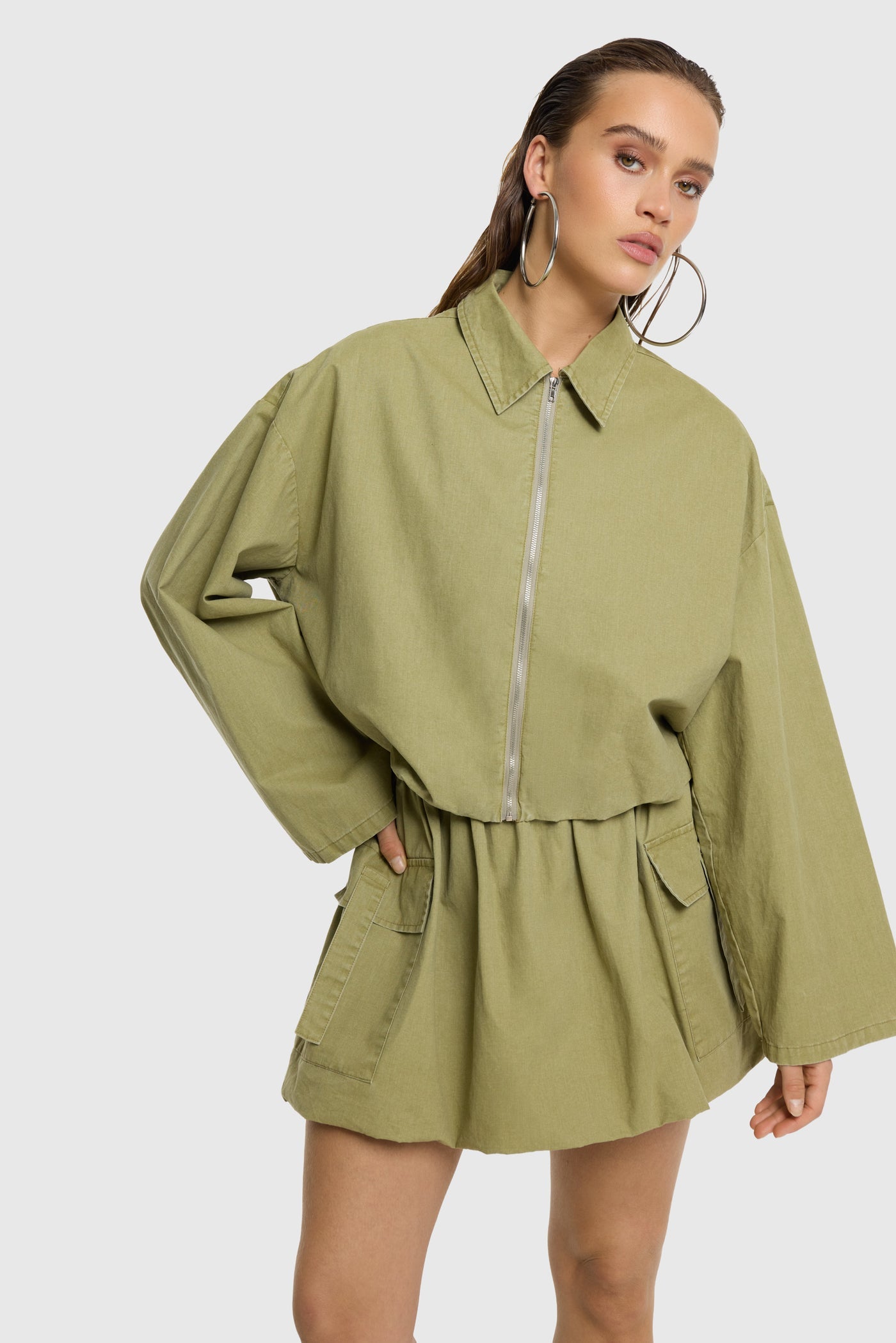 Refined Department jasje groen korter wijd model ALEY JACKET Army 