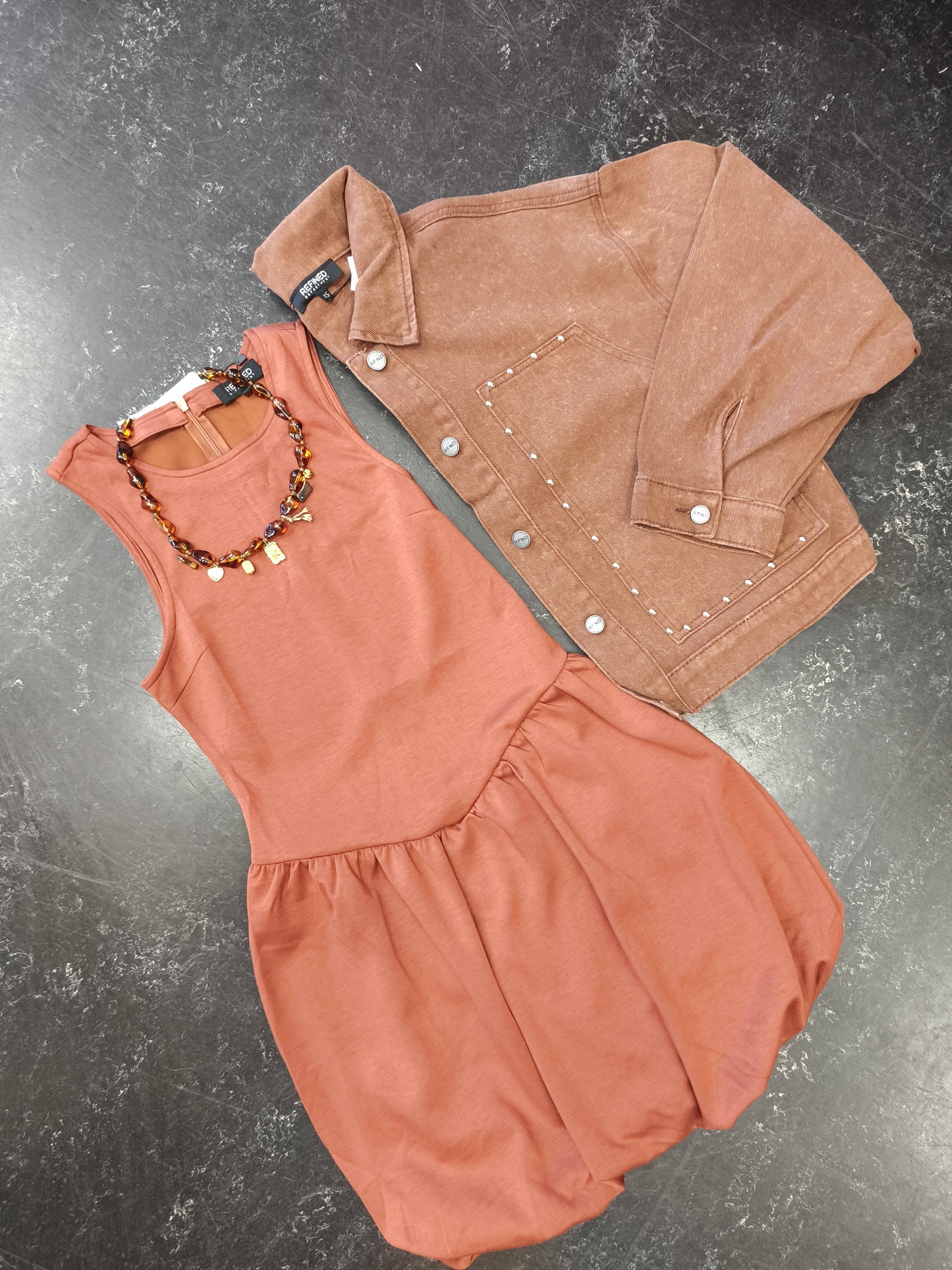 Refined Department bruine ballon jurk model Lenni dress brown 