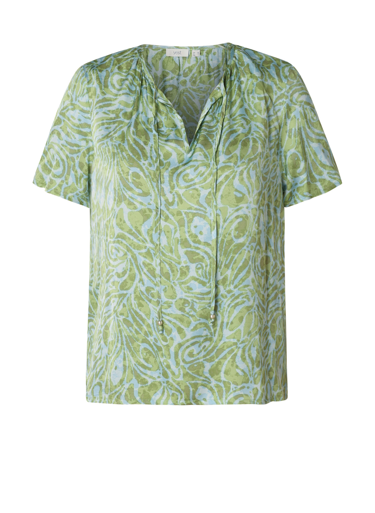 Yest blouse groen blauwe print model Kimbra Botanic Green/Multi
