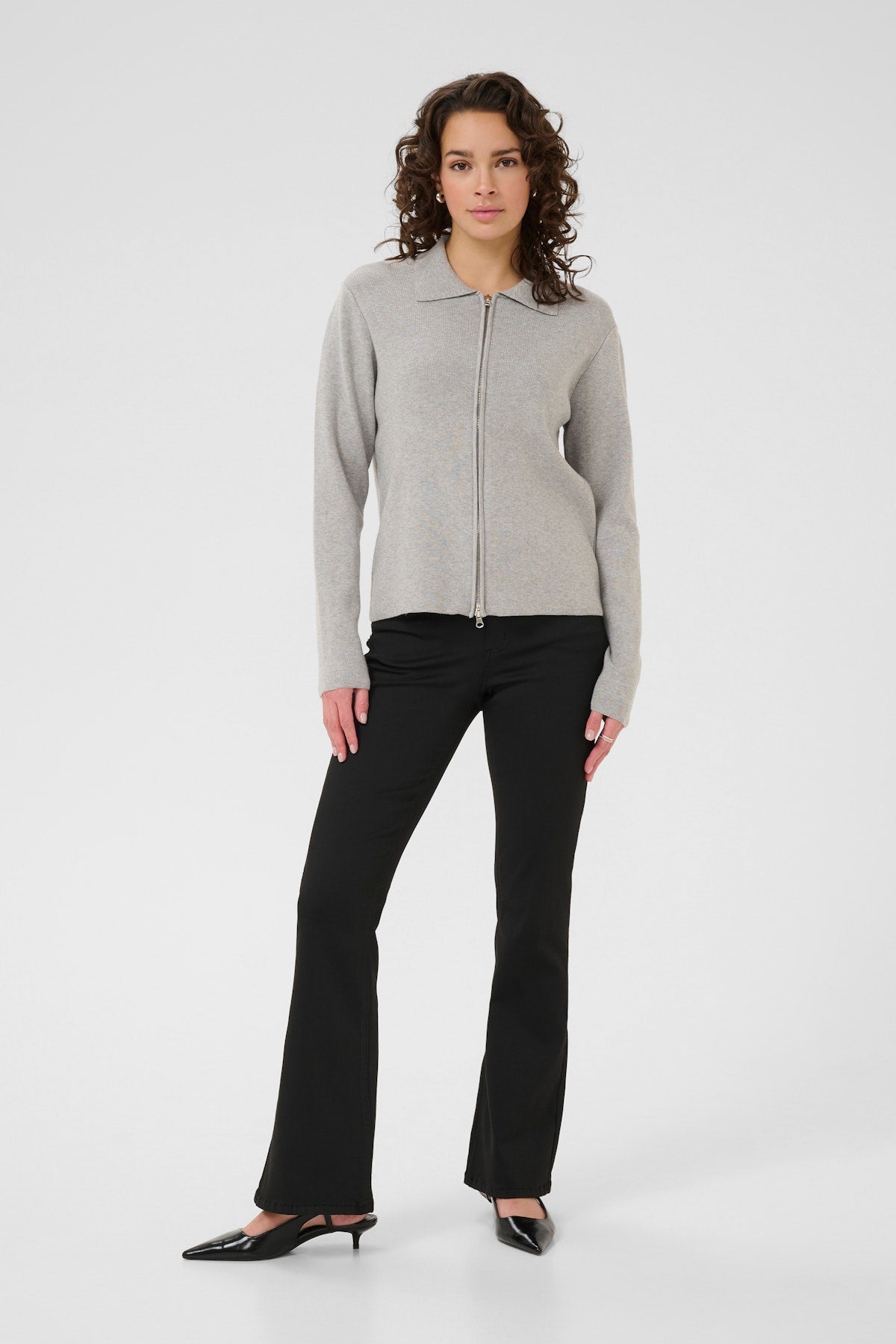 Kaffe vest grijs model KAvisja grey Melange 