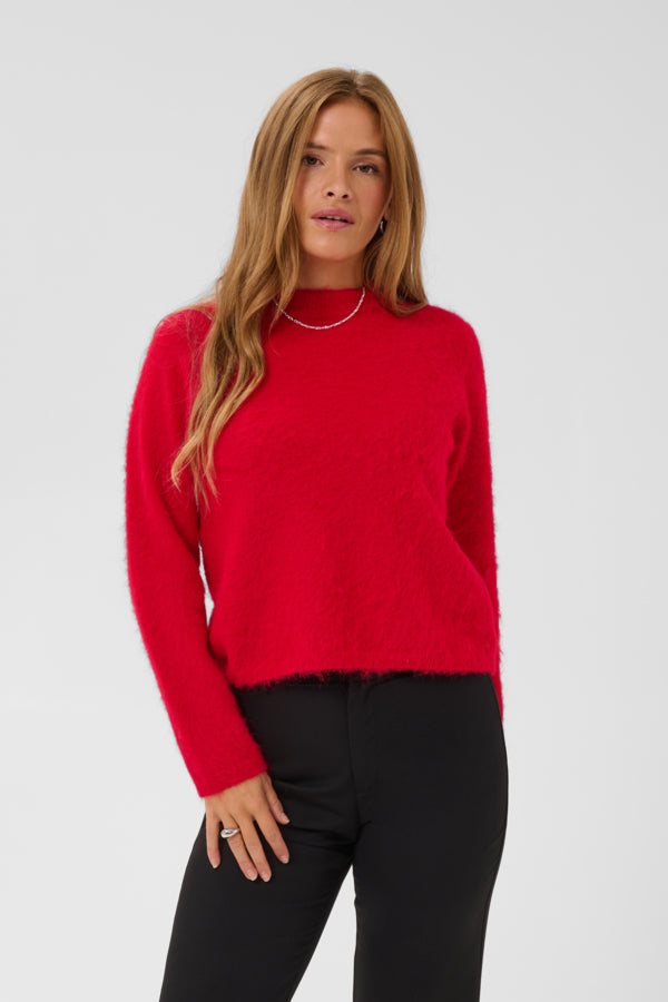 Kaffe trui rood model KAjordan knit pullover crimson