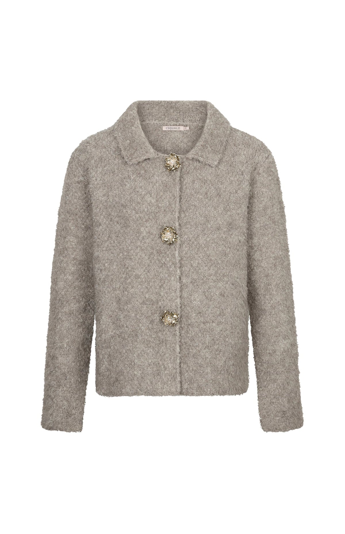 Esqualo grijs vest met bloemen knopen model Cardigan Flower Button Grey F26.02510