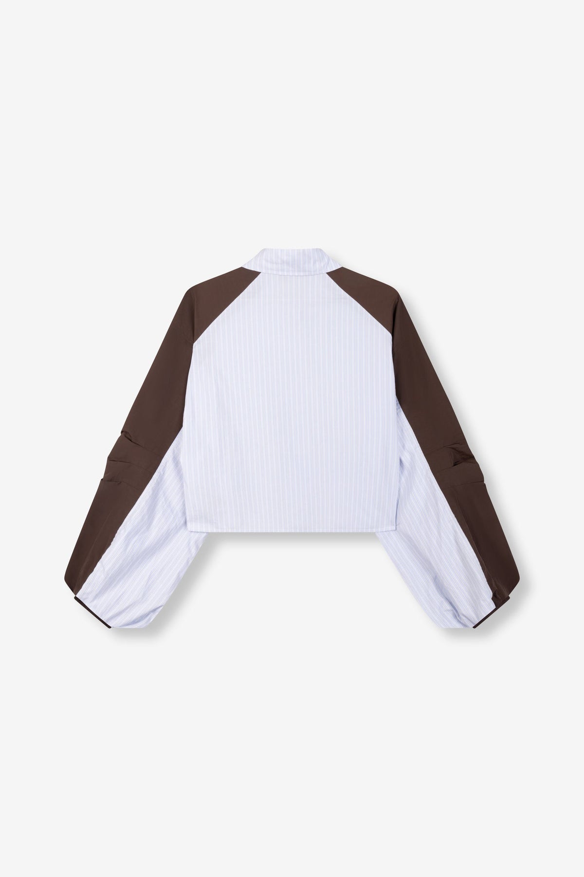 Refined Department blouse bomber lichtblauw met bruin model Noor 