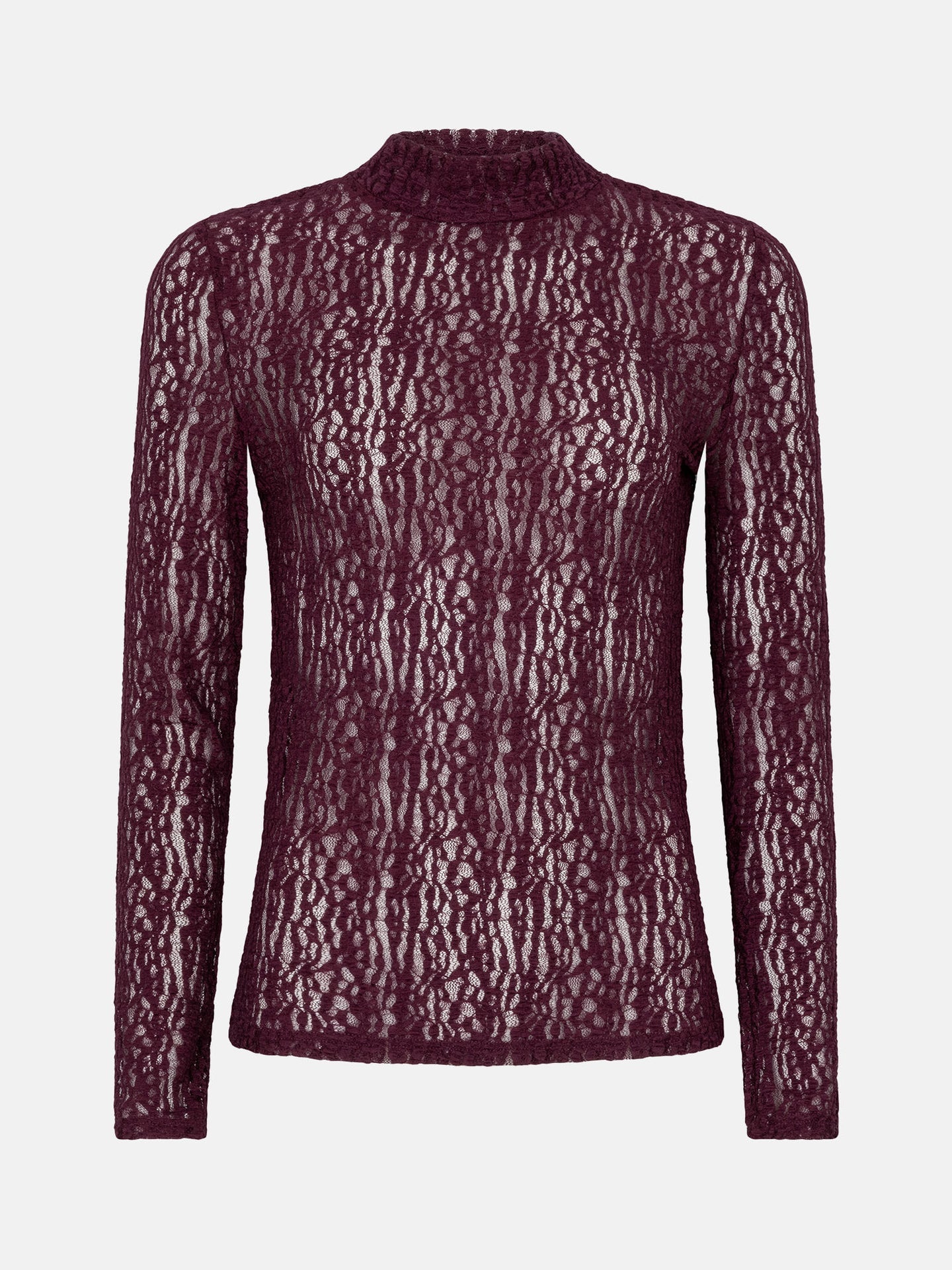 Ydence bordeaux kanten longsleeve model Top Roberta Aubergine