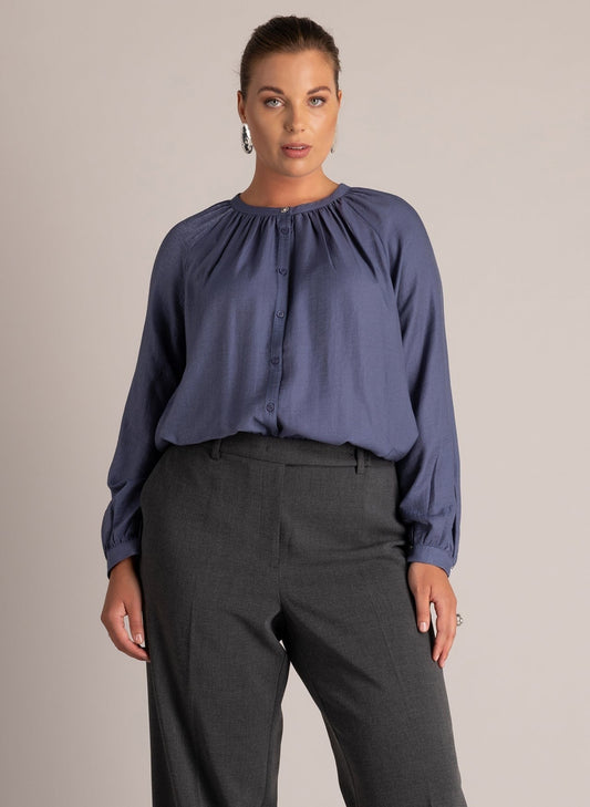 Yest Curve blouse blauw met glansje model Faded blue