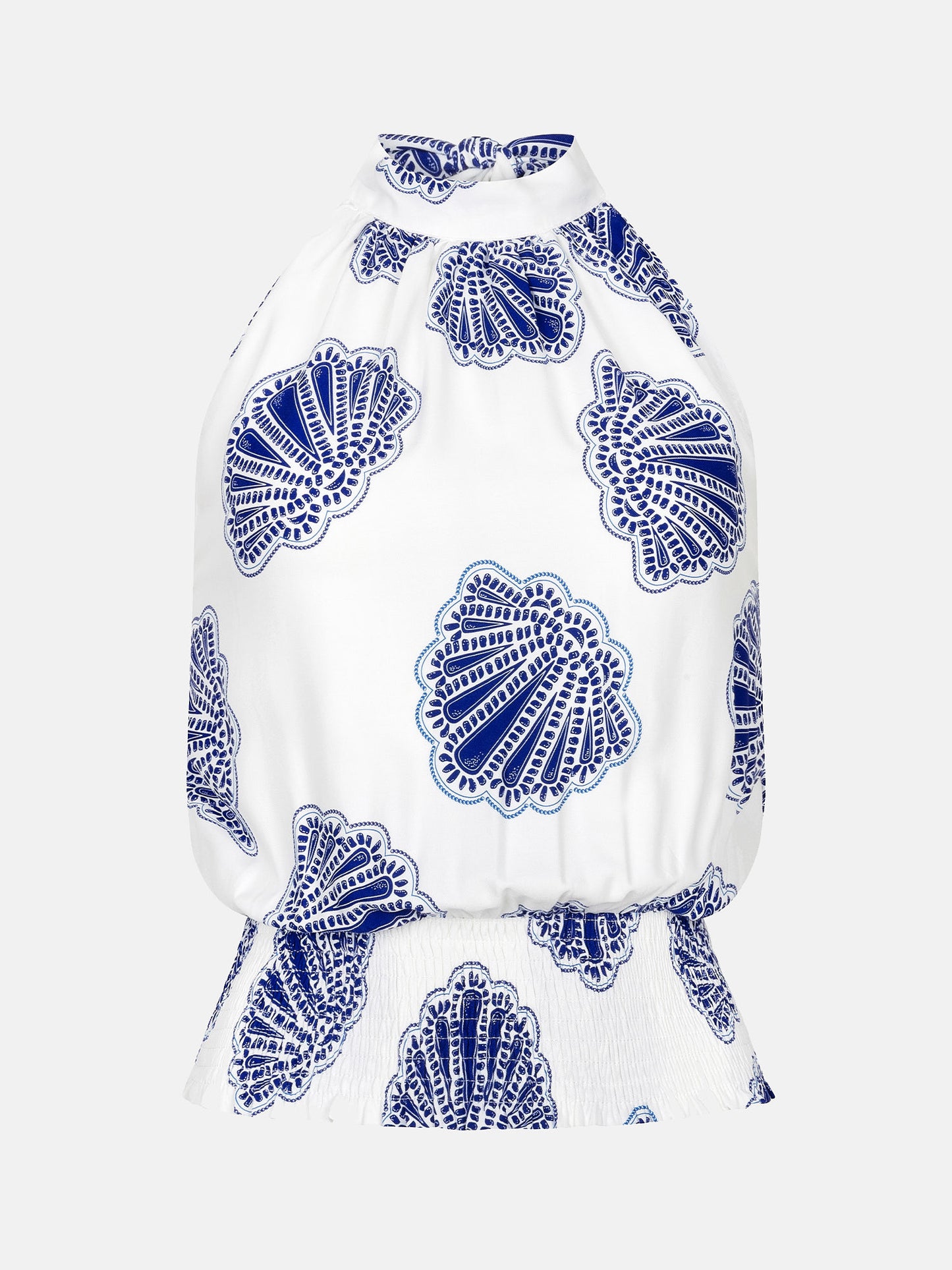 Ydence halter top wit met kobalt blauwe schelpen print Top Jamie Blue Shell