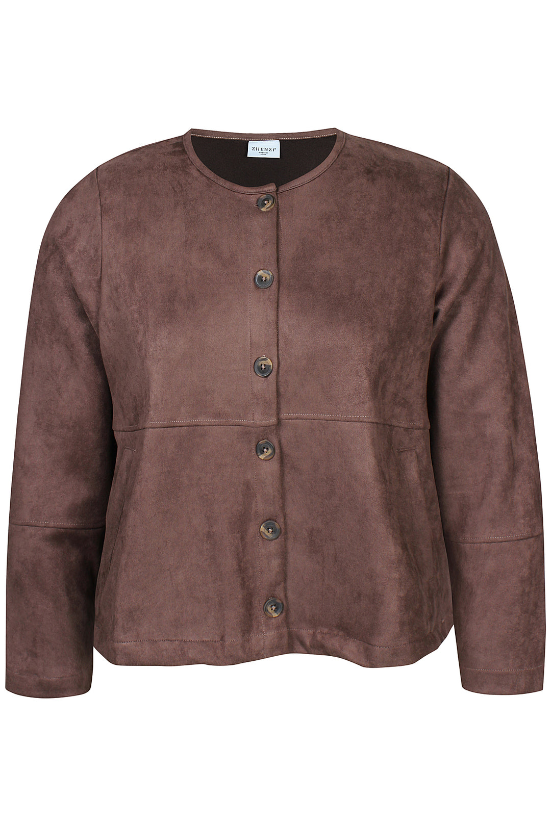 Zhenzi suède look bruin blouse jasje model Faan 1557 Jacket Brown