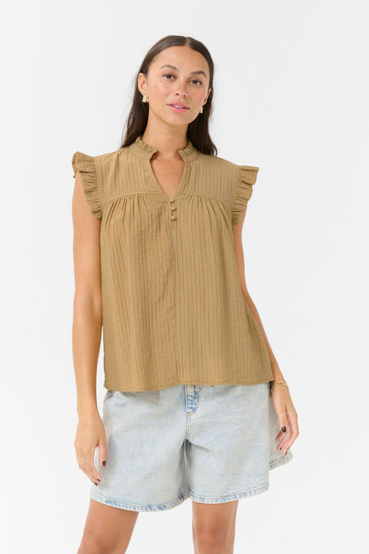 Kaffe top camel kleur model KAliany Blouse starfish
