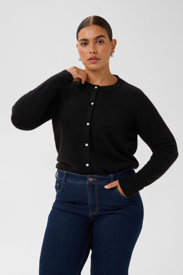 Kaffe Curve zwart vest model KCniela cardigan 