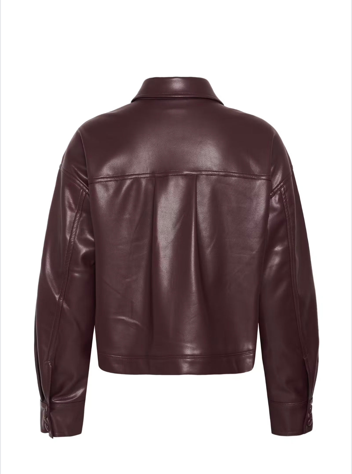 Kaffe blouse jasje bordeaux rood leather look model KAarense Overhemd fudge red