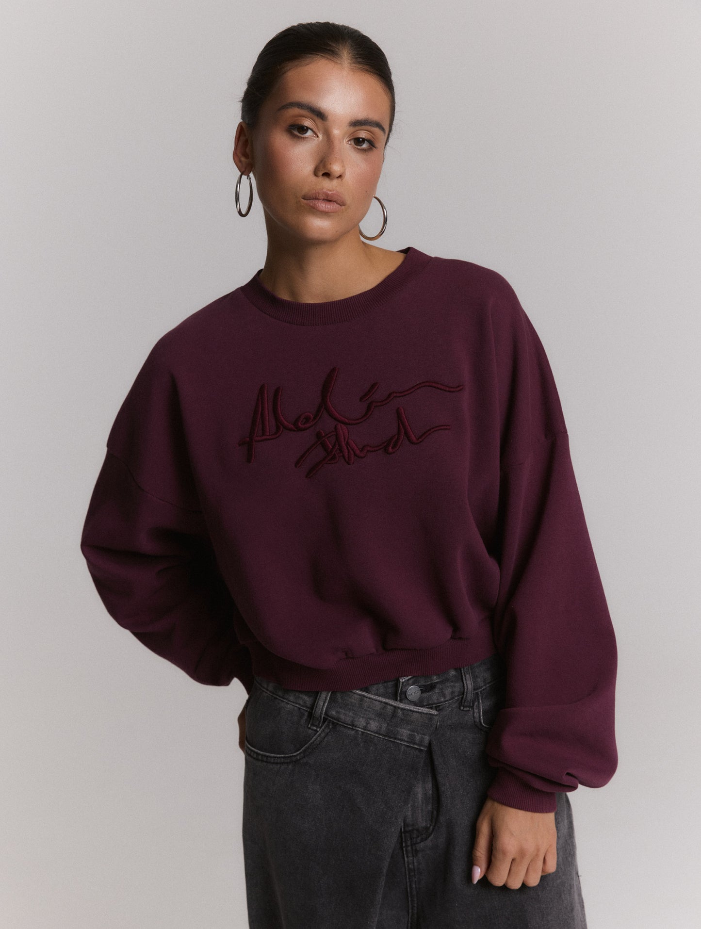 Refined Department sweater aubergine plum model ladies knitted oversized sweater FEDDY
R2609619115