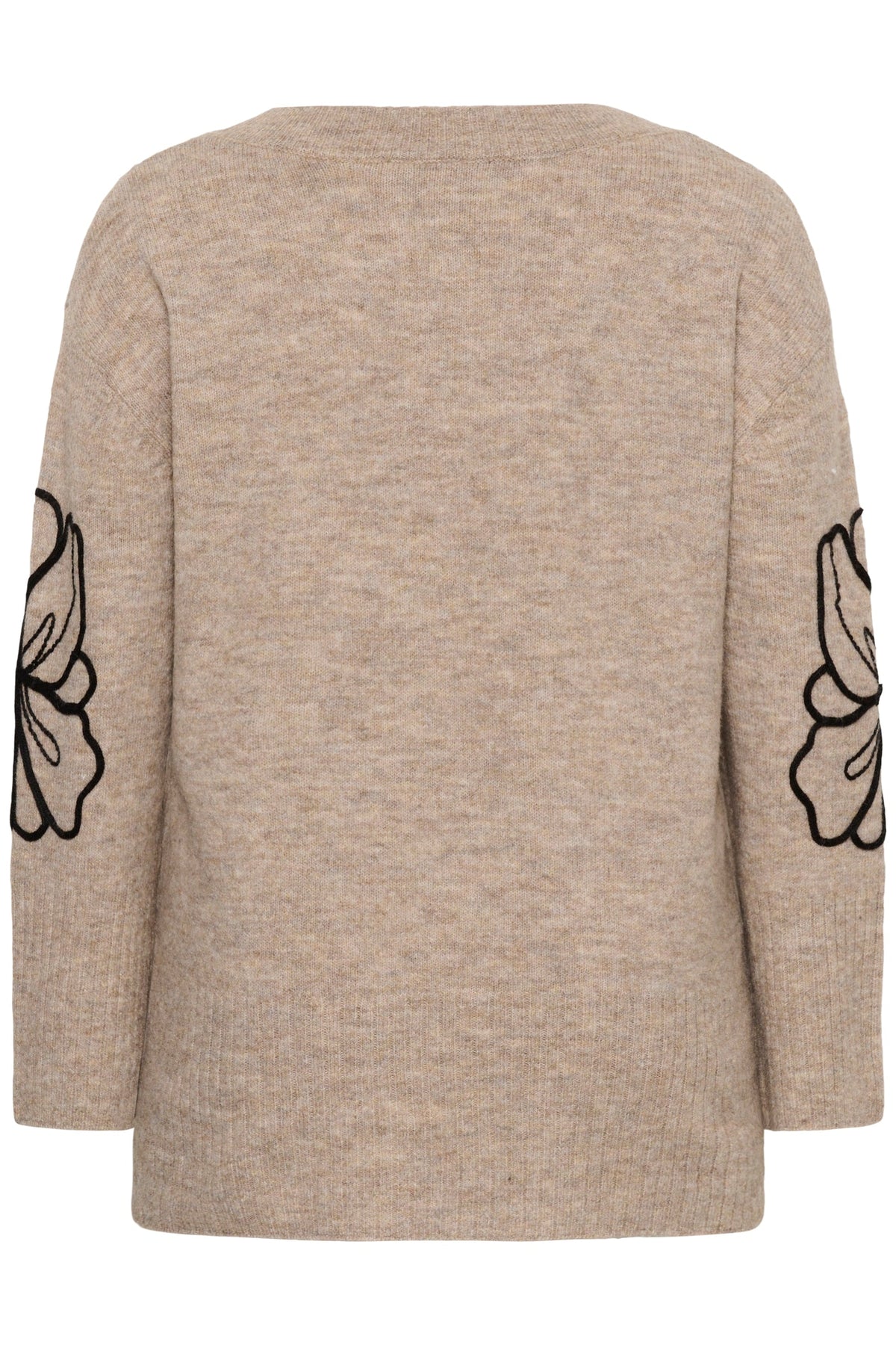 Kaffe Curve trui beige met zwart borduursel model KC