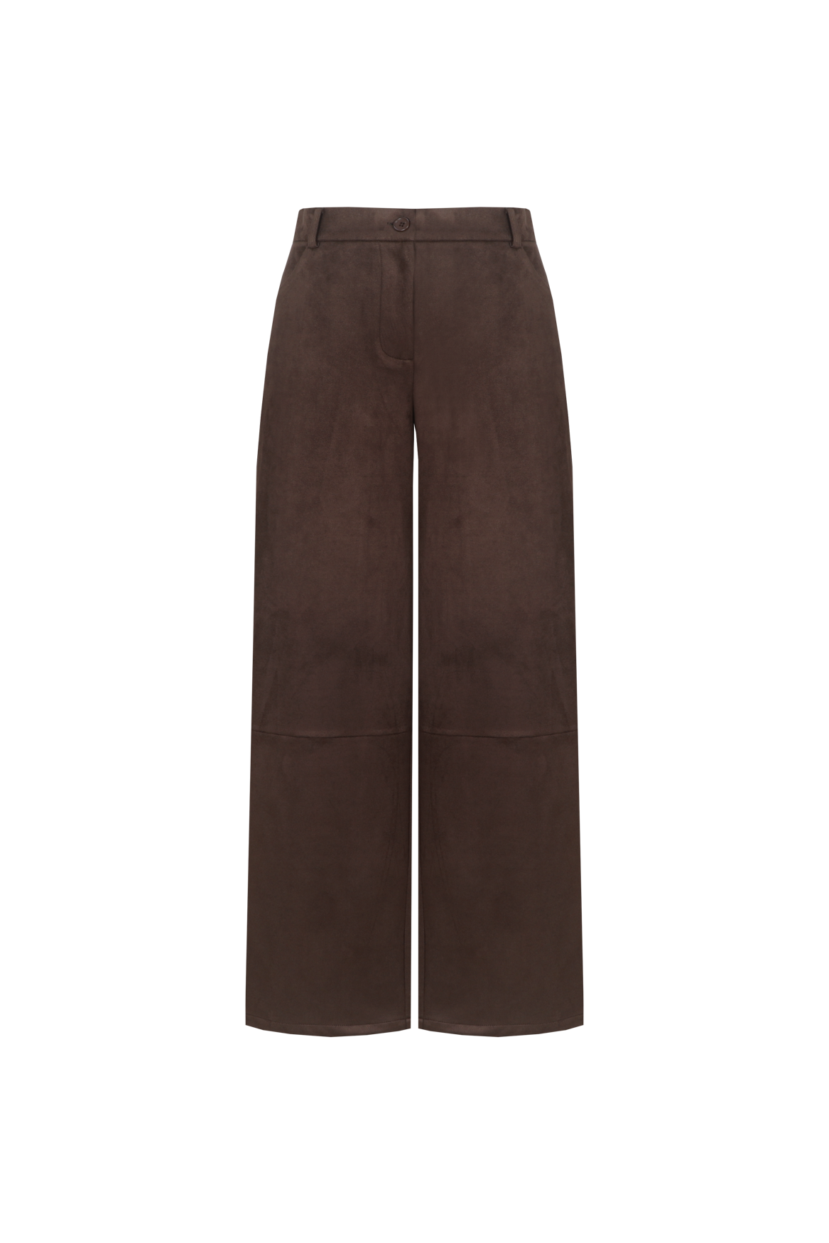 Fluresk suède look bruine broek model Claris pants dark chocolate