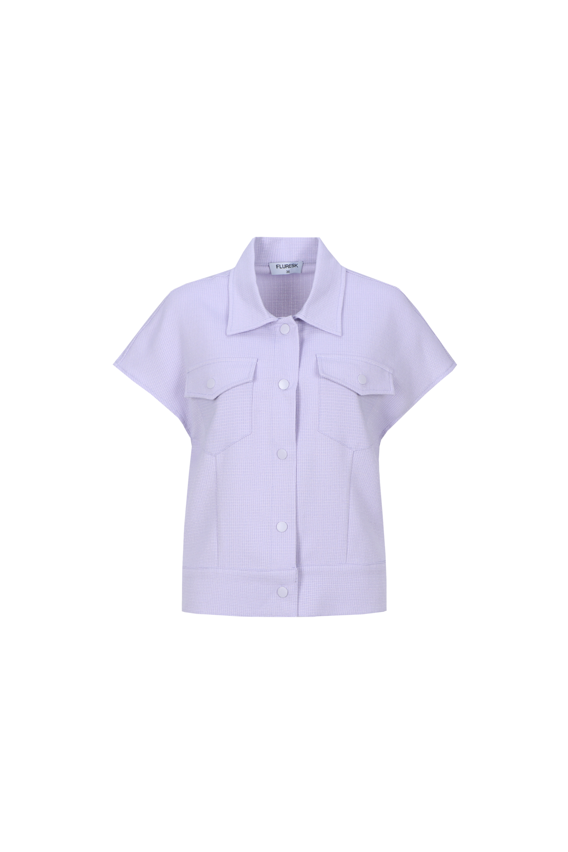 Fluresk gilet lila met structuur in stof model Lisandra Orchid purple