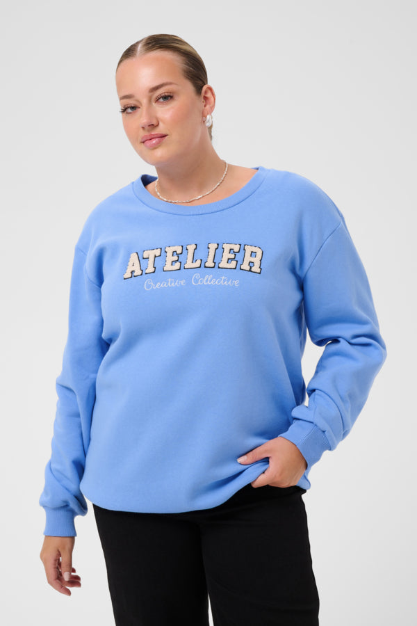 Kaffe Curve sweater blauw model KCmichelle Sweatshirt Provence