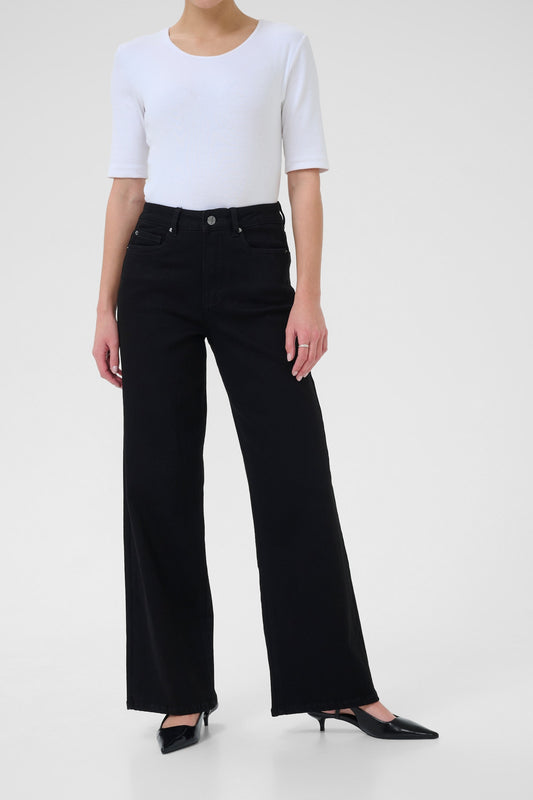 Kaffe jeans zwart wijd model KAmeadow black deep