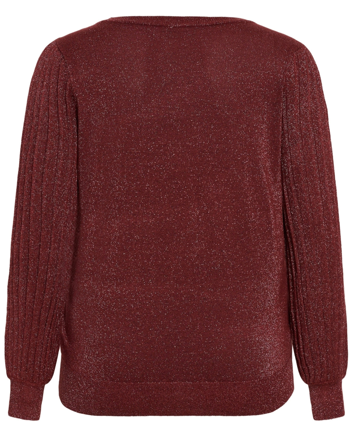 Kaffe Curve rode trui met glitter model KCregitta port red Pleat LS Pullover