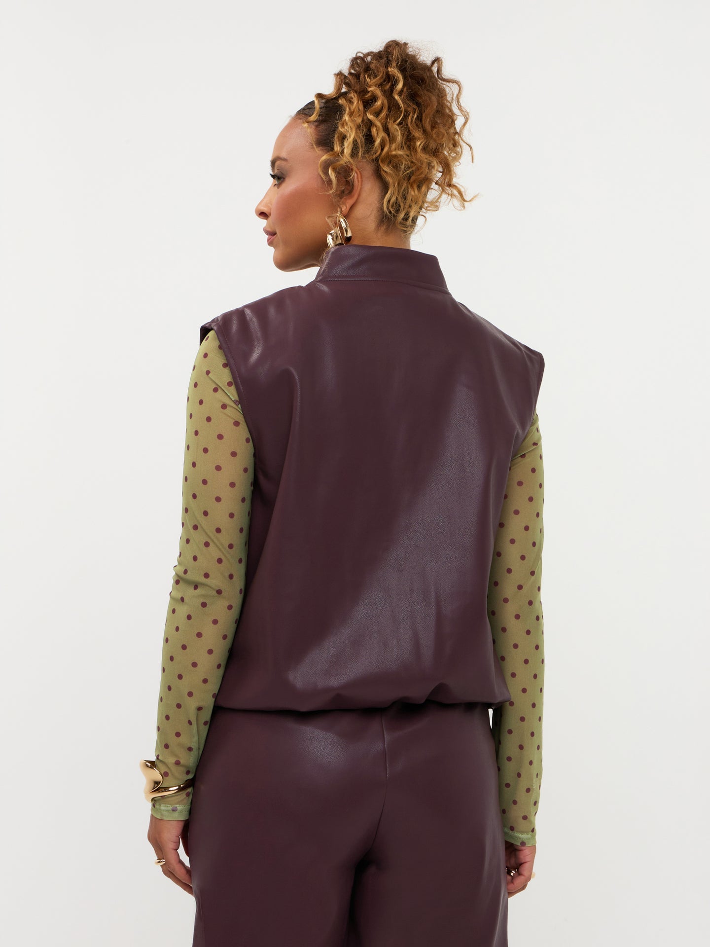 Ydence paars aubergine Inez gilet leather look PU