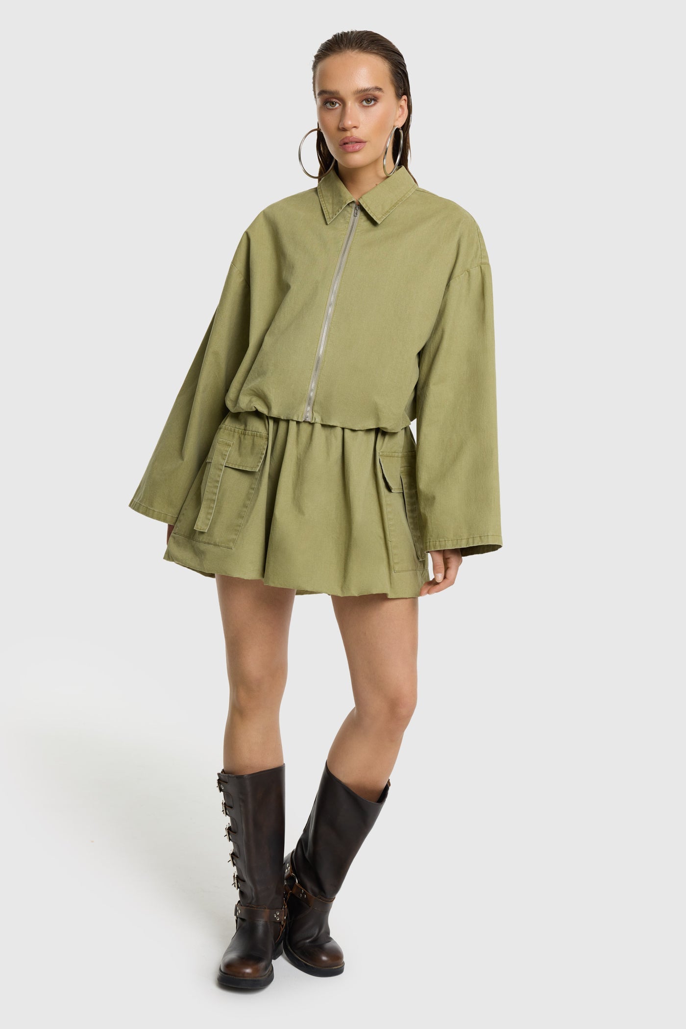 Refined Department jasje groen korter wijd model ALEY JACKET Army 