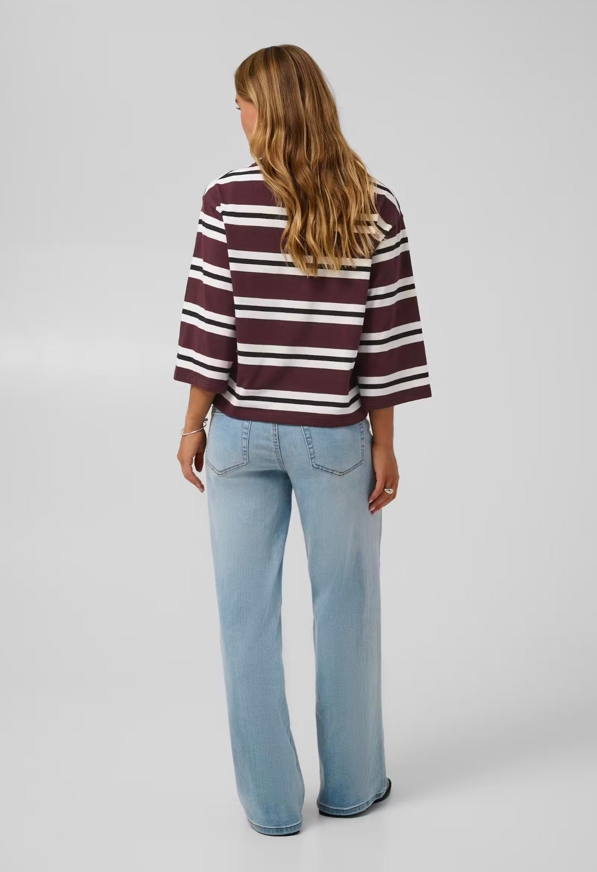 Kaffe longsleeve bordeaux strepen model KAwinny T-shirt fudge 
