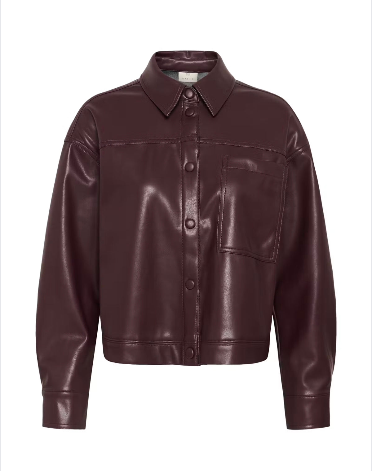 Kaffe blouse jasje bordeaux rood leather look model KAarense Overhemd fudge red