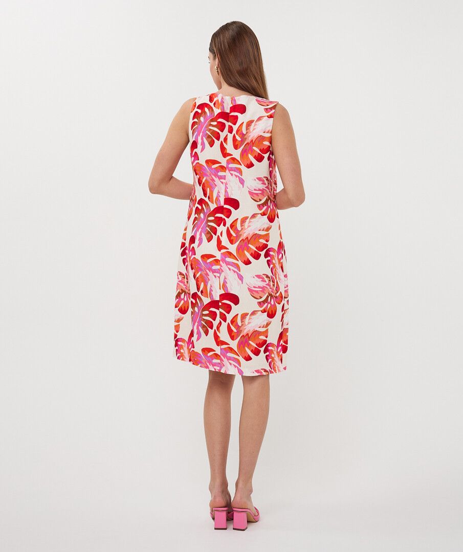 Esqualo jurk offwhite met rode print model Dress Wonders HS26.10206