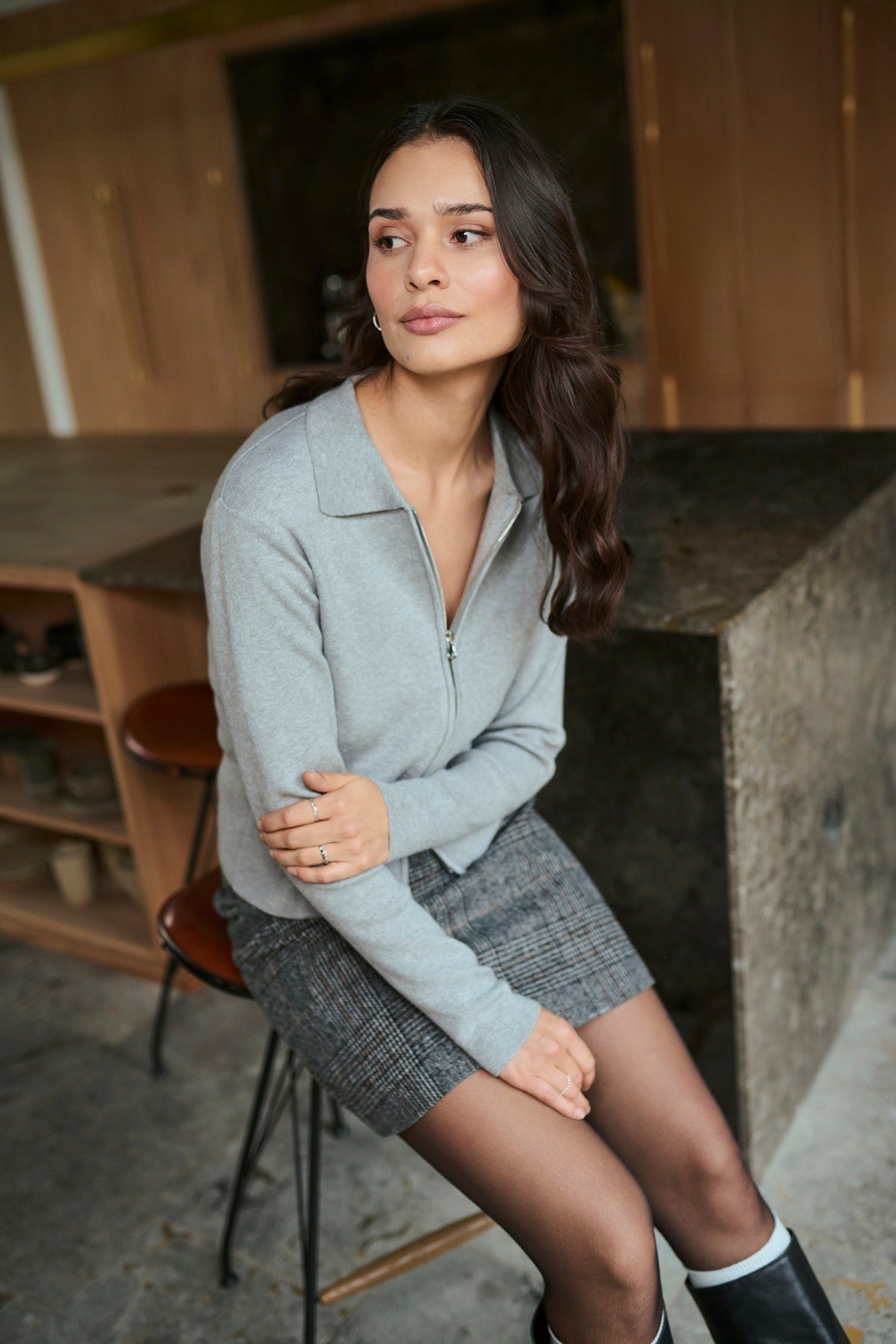 Kaffe vest grijs model KAvisja grey Melange 