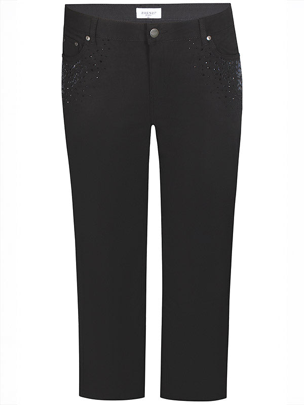Zhenzi broek zwart recht model met strass Salsa 201138