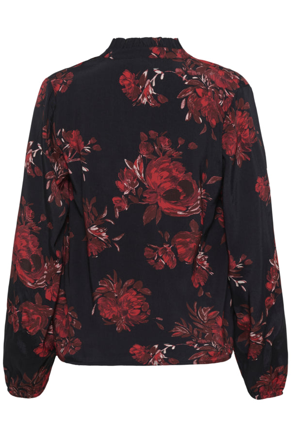 Kaffe blouse zwart met rode bloemen print KAhope Blouse Black/Red Flower Black