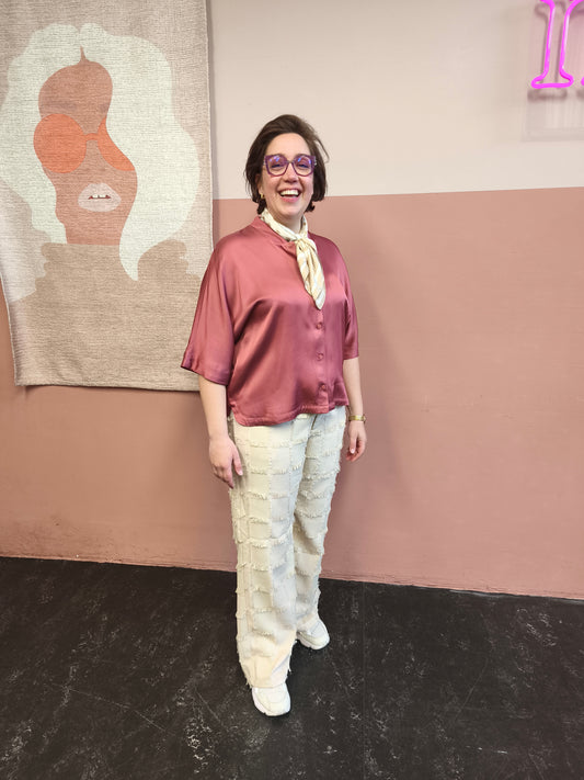 Fluresk offwhite broek met Franje Kalina Pants sand