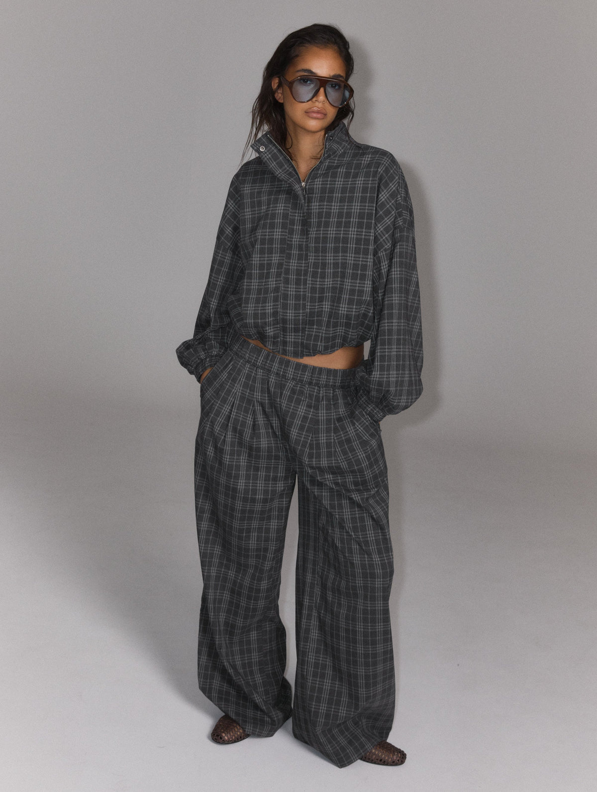 Refined Department zwart grijs ruiten jasje model Skye jacket black grey check